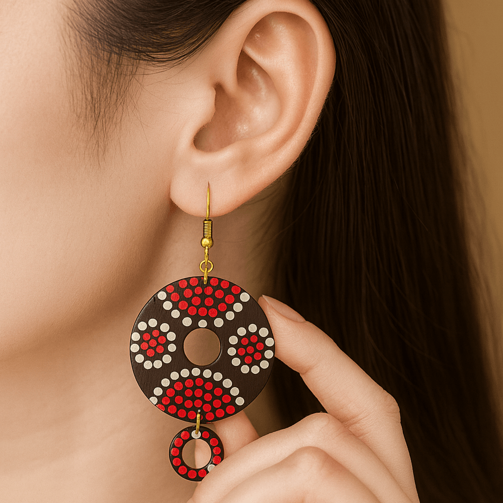Carved Circle Earrings — Ivory