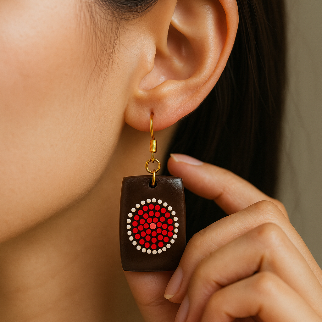 Rectangular Carved Earrings