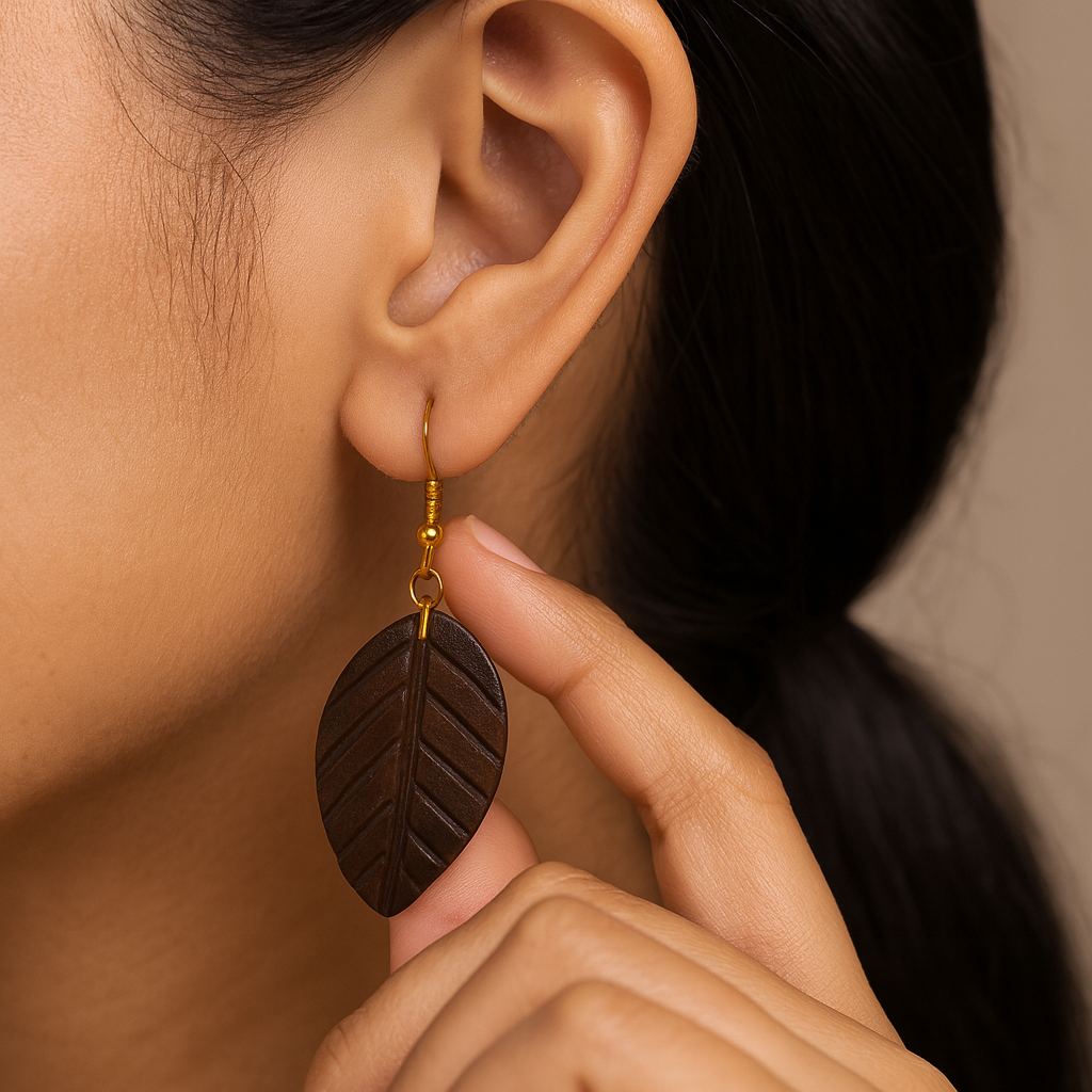 Carved Leaf Earrings